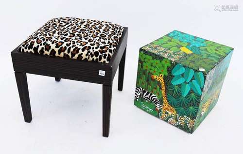 Stool with Zebra-Type Upholstered, Tiger Stool