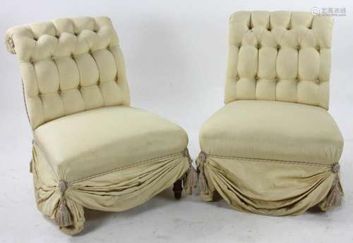 Pair Victorian Slipper Chairs