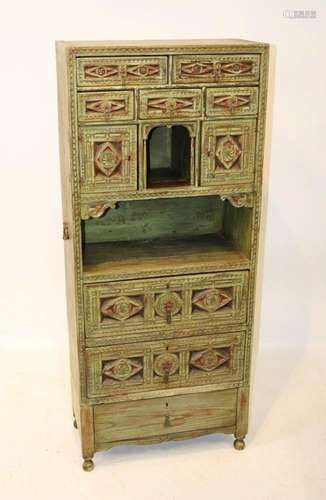 Antique India Carved Wood Display Cabinet