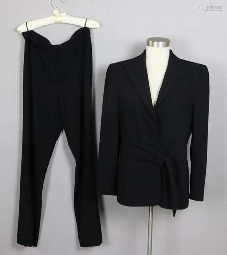 Rena Lange Black Belted Pant Suit