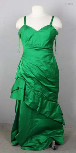 Rose Taft Couture Green Evening Dress