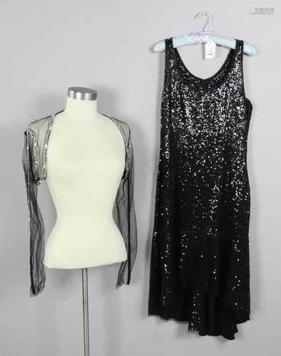 Ladies Black Evening Dress with Rhinestones