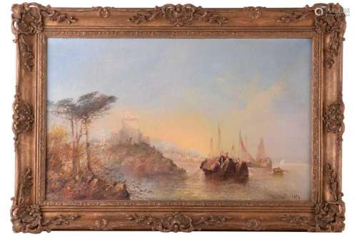 Clifford Montague (fl.1845 - 1901), Coastal view at sunrise ...