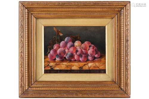 W. Winder (19th century), still life of grapes on marble, si...