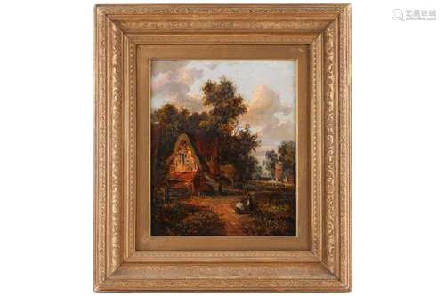 Circle of Patrick Nasmyth, Farm scene with two figures, unsi...