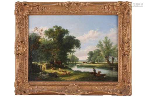 William Shayer (1811-1892) British, Rural Riverscape, oil on...