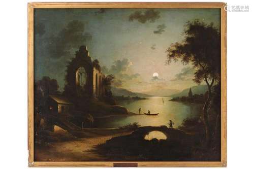 Manner of Sebastian Pether (1790 - 1844), Moonlit Riverscene...