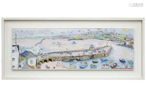 † Linda Weir (b.1951), St Ives Harbour April 2006, initialle...