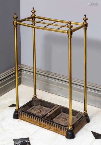 A brass and cast-iron stick and umbrella stand, English circ...