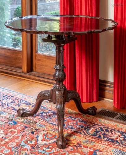 A fine carved George III mahogany pie-crust wine table,Engli...