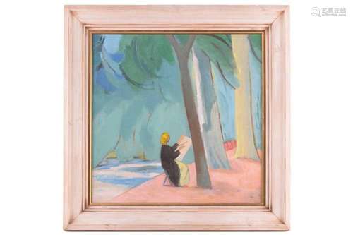 † John Melville (1902-1986), Lady Sketching Beneath Trees, u...