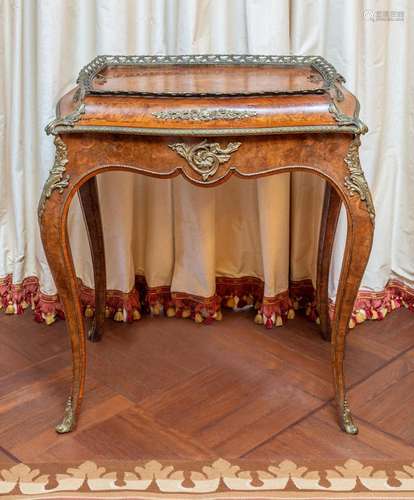 A parquetry and gilt-bronze mounted convertible jardeniere t...