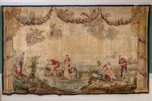 A fine and large and very rare Aubusson Oriental landscape i...