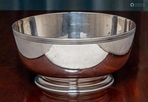 A heavy guage sterling -silver circular pedestal bowl, maker...