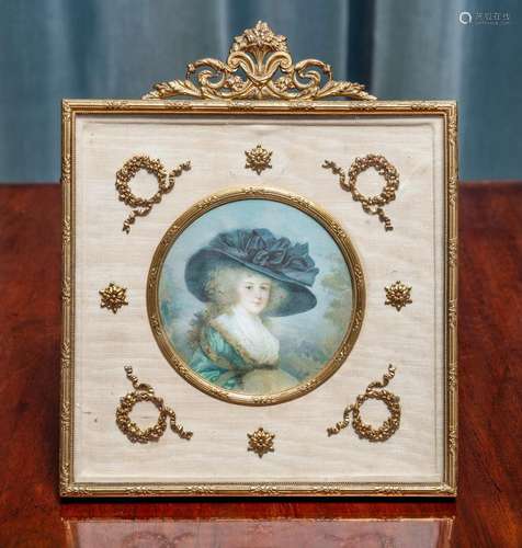 A gilt-framed portrait miniature of a lady,French 19th centu...