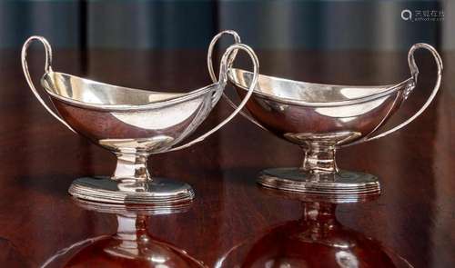 A pair of George III sterling-silver boat-shaped salt cellar...