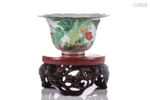 A Japanese ginbari cloisonne high sided bowl, late Meiji/Tai...