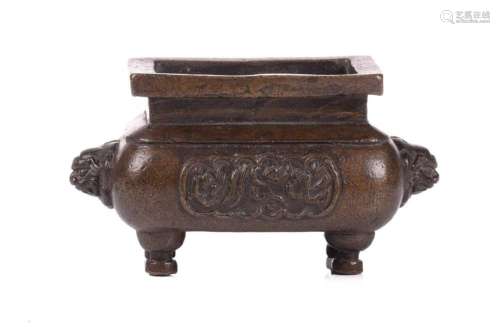 A Chinese bronze censer for the Islamic market, of rectangul...
