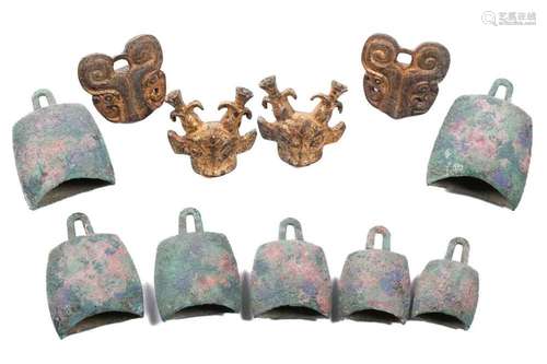 A set of seven Chinese Han-style graduated temple bells, tog...