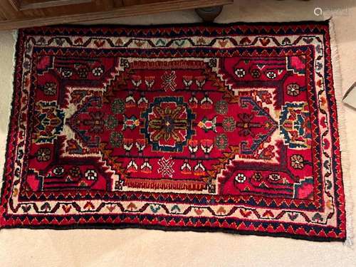 A small red Persian wool-pile prayer93cm by 60cm