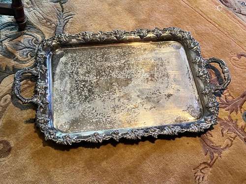 A silver-plated two-handled drinks tray, English 19th centur...