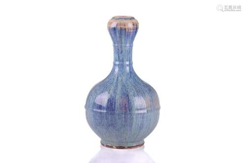 A Chinese suantouping flambe glaze vase, the neck with two r...