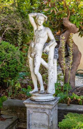 A fine white Cararra marble figure of Apollo, signed P Bazza...