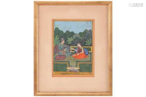 19th century Indian School, Shah and consort, seated on cush...