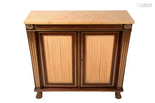 A Regency brass inlaid rosewood chiffonier in the manner of ...