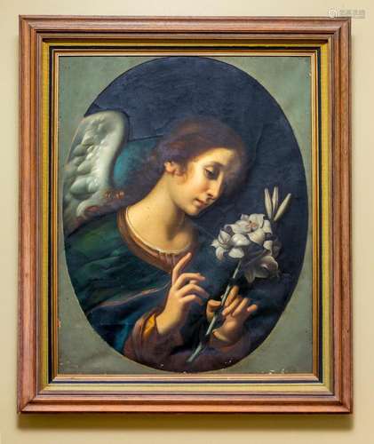 Italian school 19th century, oval portrait of an angel in th...