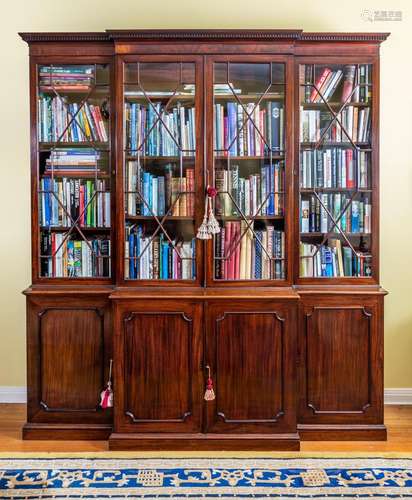 A George III mahogany breakfront bookcase, English circa 177...