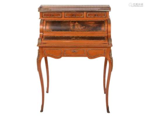 A French Louis XV style rosewood and Vernis Martin panelled ...
