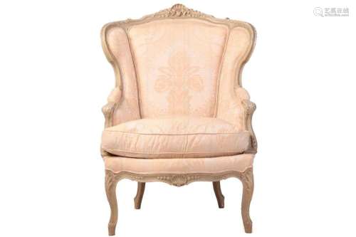 A French Louis XV-style dove grey painted bergere armchair w...