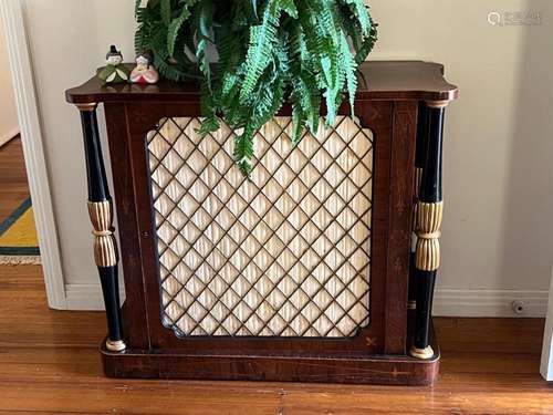 A Regency parcel-gilt and inlaid rosewood side-cabinet,Engli...