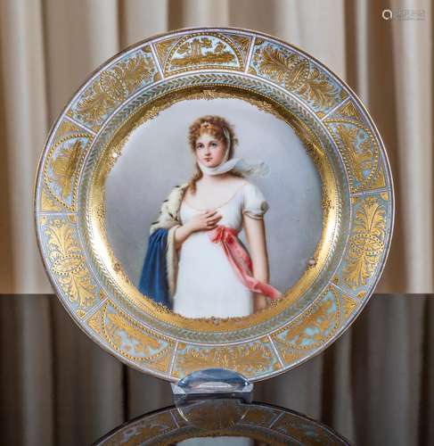 A Vienna type porcelain circular portrait plate, Kornigen Su...