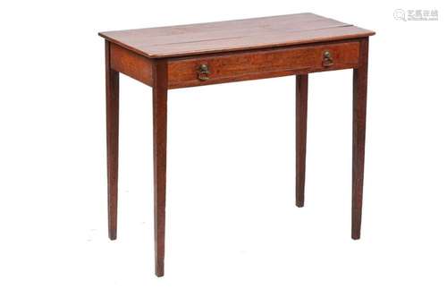 A George III oak country made single drawer side table, with...