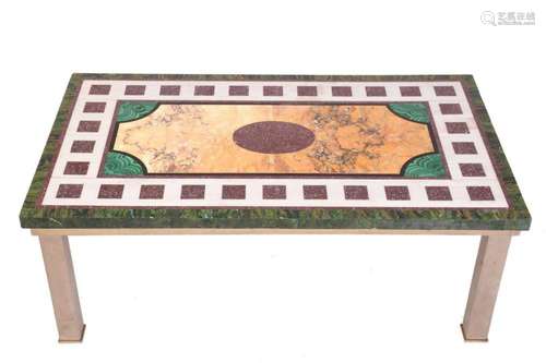 A "mid-century vintage" rectangular inlaid marble-...