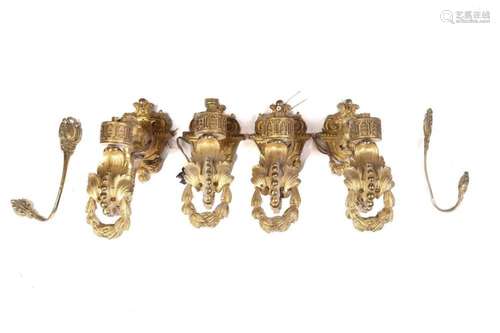 A set of four French ormolu single-sconce wall light bracket...