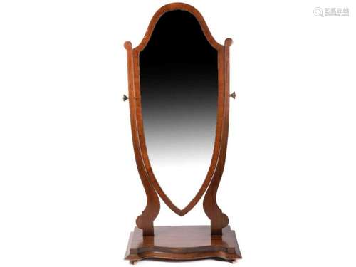 An Edwardian mahogany chevalier dressing mirror with lyre sh...