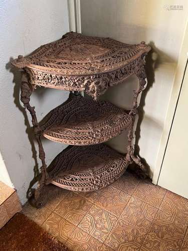 A finely cast iron three-tier plant stand,Italian or French ...