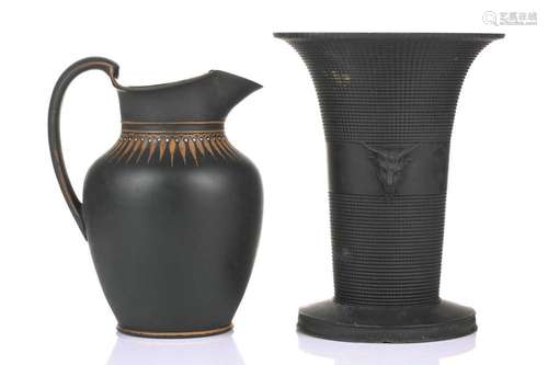 An early 19th century Wedgwood black basalt vase, of flared ...