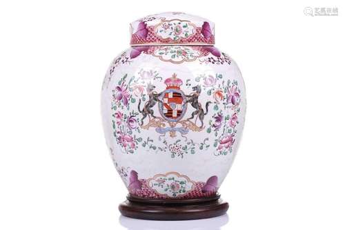 A Samson of Paris porcelain armorial vase and cover, late 19...