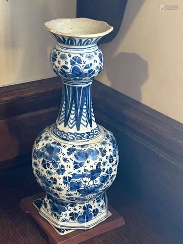 A blue and white Delft vase of middle-eastern form,Dutch 18/...