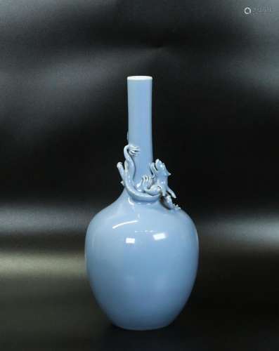 Lg Chinese Claire de Lune Porcelain Dragon Vase