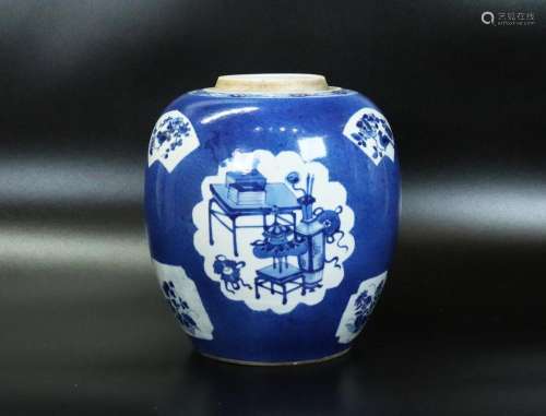Bonham's; Kangxi Blue & White Porcelain Ginger Jar