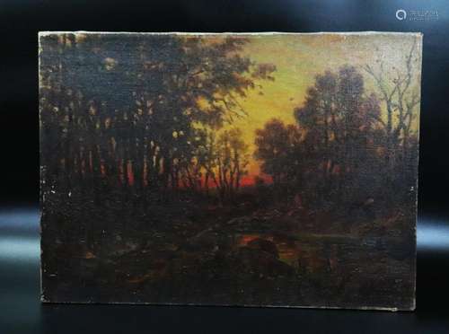 American Oil on Canvas on Stretcher; Landscape