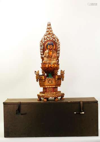 Fine Chinese Gilt Lacquered Wood Seated Buddha