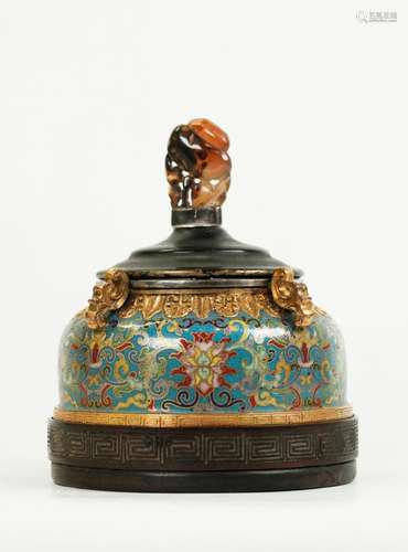 Chinese Qing Cloisonne & Gilt Bronze Brush Washer