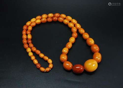 Chinese Butterscotch Amber Bead Necklace; 86G