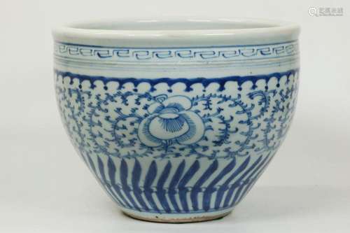 Chinese Blue & White Porcelain Fish Bowl Planter